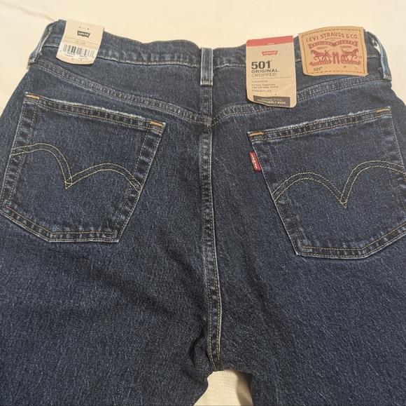 Levi's 501 Blue Ankle Cropped Jeans with Lived-In Look 29X26 - Picture 8 of 8